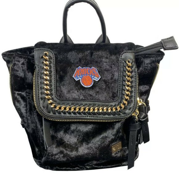 NWT NBA New York Knicks Velvet Mini Backpack Black - Picture 1 of 3